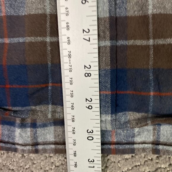 LL Bean Chamois Cloth Shirt Mens Large Brown Blue Gray Red Plaid Mix Button Down - Picture 8 of 8